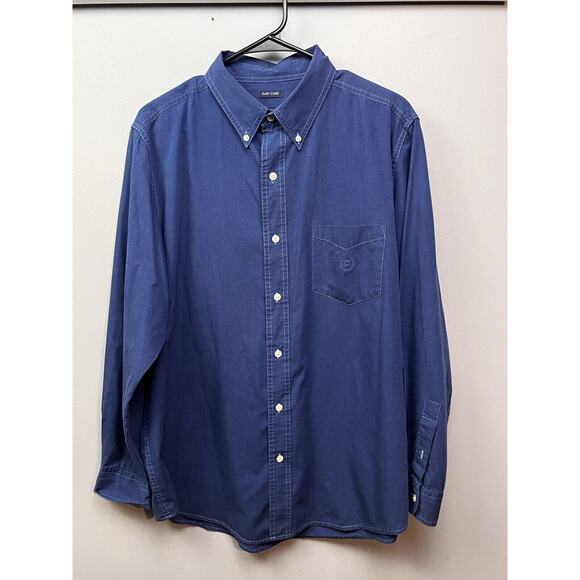 Chaps Ralph Lauren Button Down Shirt Mens‎ Large Blue Thick Stitch Preppy - Picture 1 of 9
